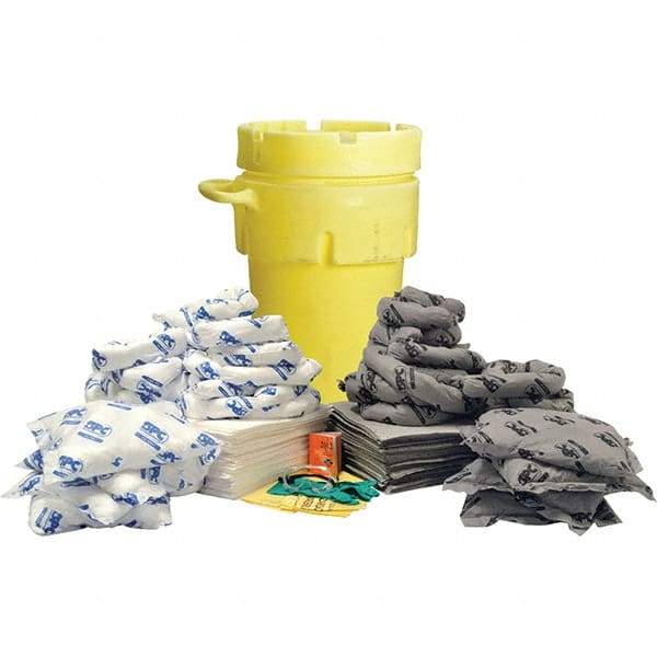 Brady SPC Sorbents - 77 Gal Capacity Oil Only & Universal Spill Kit - 95 Gal Polyethylene Drum - Makers Industrial Supply