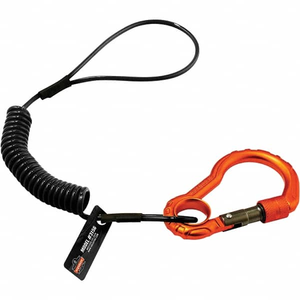 Ergodyne - Polyurethane Hard Hat Lanyard - Carabiner Attachment, Black, Compatible with All Hard Hats - Makers Industrial Supply