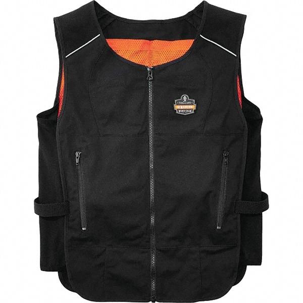 Ergodyne - Size S/M, Black Cooling Vest - 32 to 40" Chest, Zipper, Poly-Cotton - Makers Industrial Supply