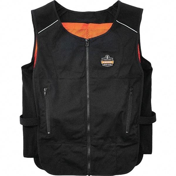 Ergodyne - Size L/XL, Black Cooling Vest - 40 to 52" Chest, Zipper, Poly-Cotton - Makers Industrial Supply