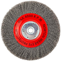 Norton - 8" OD, 5/8" Arbor Hole, Crimped Carbon Wheel Brush - Makers Industrial Supply