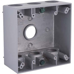 Hubbell-Raco - 4-1/2 x 4-1/2 x 2-1/4" Aluminum Square Weather Resistant Outlet Box - Makers Industrial Supply