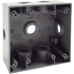 Hubbell-Raco - 4-1/2 x 4-1/2 x 2-1/4" Aluminum Square Weather Resistant Outlet Box - Makers Industrial Supply