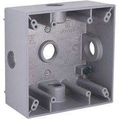 Hubbell-Raco - 4-1/2 x 4-1/2 x 2-1/4" Aluminum Square Weather Resistant Outlet Box - Makers Industrial Supply