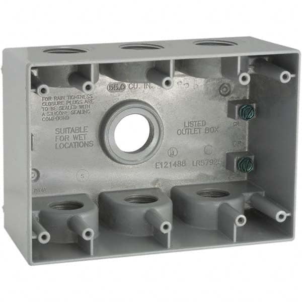 Hubbell-Raco - 4-1/2 x 6-3/8 x 2.781" Aluminum Rectangular Weather Resistant Outlet Box - Makers Industrial Supply