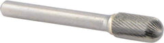 M.A. Ford - 3/8" Cut Diam, 1/4" Shank Diam, Cylinder with Radius Head Double Cut Burr - Carbide, Radius End, 3/4" LOC, 2-3/4" OAL - Makers Industrial Supply