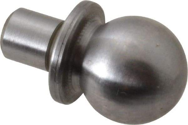 Jergens - 1/2" Ball Diam, 1/4" Shank Diam, Steel Construction Tooling Ball - 5/8" Ball Center to Shank Bottom, 5/16" Ball Center to Shoulder Bottom, with Shoulder - Makers Industrial Supply