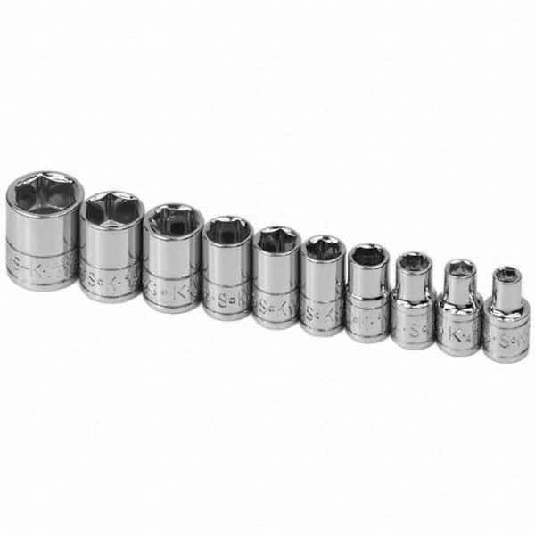 SK - 1/4" Drive Standard Socket Set - 3/16 to 9/16", Inch Measurement Standard - Makers Industrial Supply