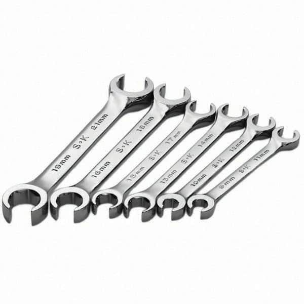 SK - 6 Piece, Flare Nut Wrench Set - Metric System of Measurement, Chrome Finish - Makers Industrial Supply