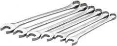 SK - 6 Piece, 25mm to 32mm, 12 Point Combination Wrench Set - Metric Measurement Standard, Full Polish Chrome Finish, Comes in Roll-Up Pouch - Makers Industrial Supply