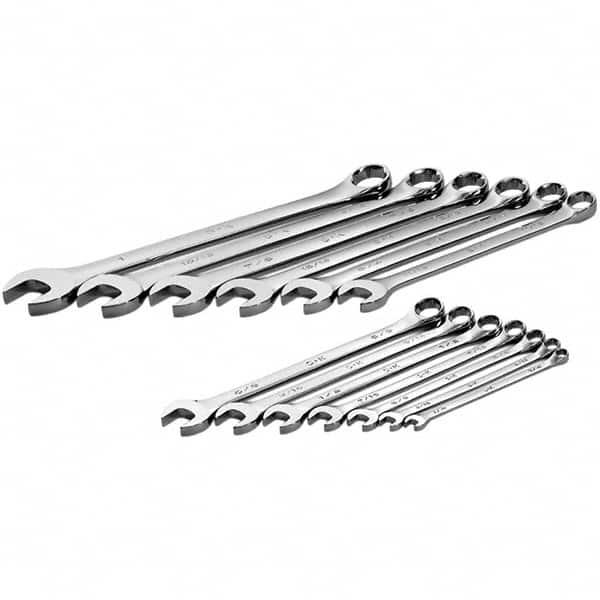 SK - 13 Piece, 1/4 to 1", Combination Wrench Set - Inch System of Measurement, Chrome Finish - Makers Industrial Supply