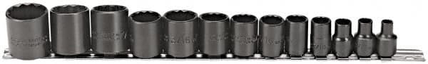 Proto - 13 Piece 3/8" Drive Socket Set - 12 Points, 1/4" to 1" Range, Inch Measurement Standard - Makers Industrial Supply