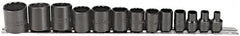 Proto - 13 Piece 3/8" Drive Socket Set - 12 Points, 1/4" to 1" Range, Inch Measurement Standard - Makers Industrial Supply