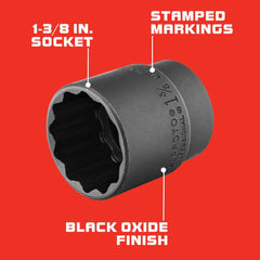 Hand Sockets; Socket Type: Standard; Drive Style: Hex; Material: Steel; Insulated: No; Tether Style: Not Tether Capable; Standards: ASME B107.110-2012; Number Of Points: 12; Overall Length: 2.00