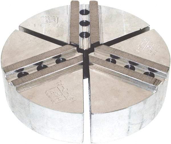 H & R Manufacturing - 15" Chuck Capacity, 1.5mm x 60° Serrated Attachment, Round Soft Lathe Chuck Jaw - 3 Jaws, Aluminum, 1.69" Btw Mount Hole Ctrs, 7-1/2" Long x 15" Wide x 4" High, 0.866" Groove, 20mm Fastener - Makers Industrial Supply