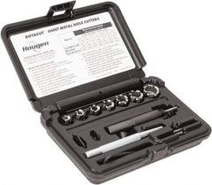 Hougen - 10 Piece, 5/16 to 3/4" Cutter Diam, 1/4" Cutting Depth, High Speed Steel Annular Cutter Set - Bright Finish, 3/8" Shank Diam, 5/16, 3/8, 7/16, 1/2, 9/16, 5/8, 3/4" Cutter Diams - Makers Industrial Supply