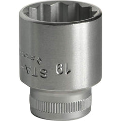 Hand Sockets; Socket Type: Standard; Drive Size: 3/8 in; Socket Size (mm): 19; Drive Style: Hex; Overall Length (Decimal Inch): 1.1100; Material: Steel; Insulated: No; Tether Style: Not Tether Capable; Features: Anti-Slip Drive profile; Thin wall; Coating