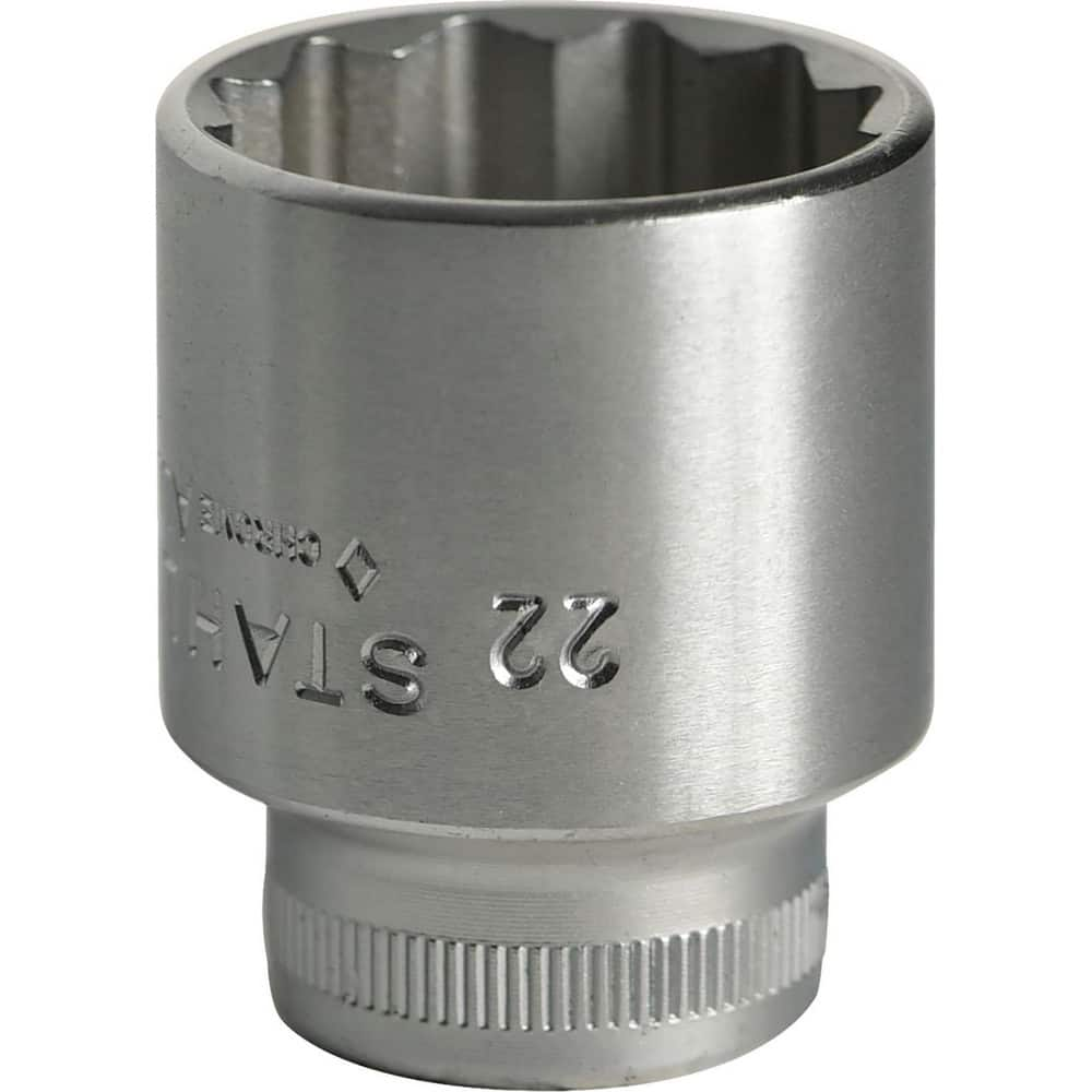 Hand Sockets; Socket Type: Standard; Drive Size: 3/8 in; Socket Size (mm): 22; Drive Style: Hex; Overall Length (Decimal Inch): 1.1500; Material: Steel; Insulated: No; Tether Style: Not Tether Capable; Features: Anti-Slip Drive profile; Thin wall; Coating