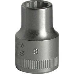 Hand Sockets; Socket Type: Standard; Drive Size: 3/8 in; Socket Size (mm): 9; Drive Style: Hex; Overall Length (Decimal Inch): 0.9100; Material: Steel; Insulated: No; Tether Style: Not Tether Capable; Features: Anti-Slip Drive profile; Thin wall; Coating/