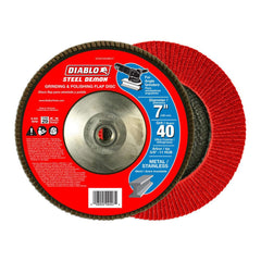 Flap Discs; Flap Disc Type: Type 29; Disc Diameter (Decimal Inch): 7; Center Hole Size: 5/8-11; Grade: Ultra Coarse; Grit: 40; Maximum Rpm: 8450.000; Disc Color: Red; Black