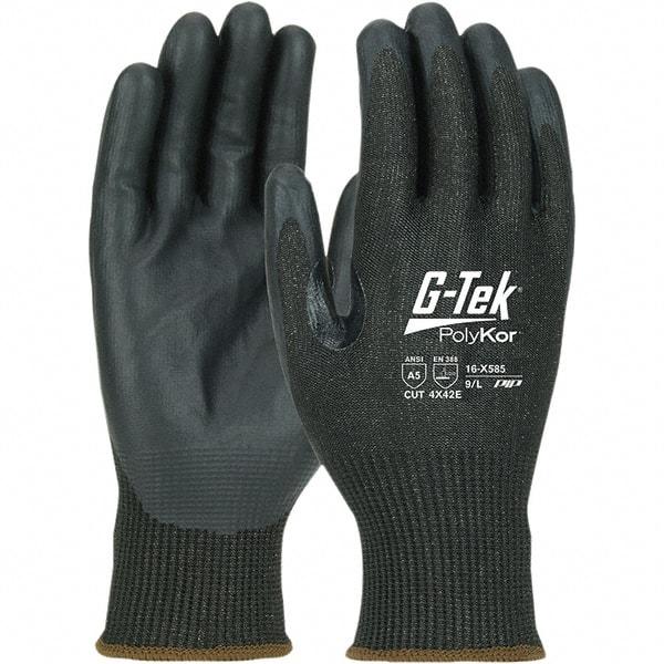 PIP - Size S, ANSI Cut Lvl A5, NeoFoam Coated PolyKor Xrystal Cut Resistant Gloves - Palm & Fingers Coated, Knit Wrist, Black, Paired - Makers Industrial Supply