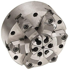 Pratt Burnerd America - 6 Jaws, 16" Diam, Self Centering Manual Lathe Chuck - Plain Back Mount Spindle, Adjustable, Reversible, 1,300 Max RPM, 4.56" Through Hole Diam, Forged Steel - Makers Industrial Supply