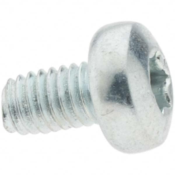 M3x0.5 Coarse 6mm Long 6-Lobe Pin Thread Cutting Screw 12L14 Steel, Pan Head, Self Drilling Point, Zinc-Plated