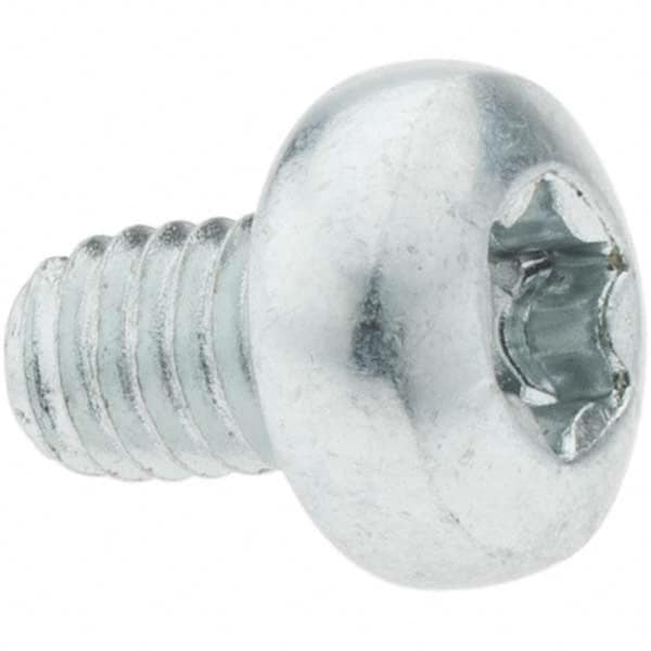 M5x0.8 Coarse 8mm Long 6-Lobe Pin Thread Cutting Screw 12L14 Steel, Pan Head, Self Drilling Point, Zinc-Plated