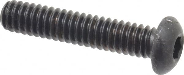 Made in USA - 1/4-20 UNC Hex Socket Drive, Button Screw - Alloy Steel, Black Oxide Finish, Fully Threaded, 1-1/4" Length Under Head - Makers Industrial Supply