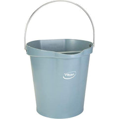 Vikan - 3 Gal, 12-1/2" High, Polypropylene Round Gray Single Pail with Pour Spout - Handle Included, 12.81" Top Diam - Makers Industrial Supply