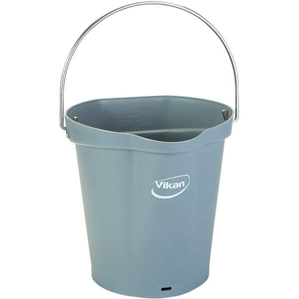 Vikan - 1-1/2 Gal, 7.1" High, Polypropylene Round Gray Single Pail with Pour Spout - Handle Included, 10" Top Diam - Makers Industrial Supply