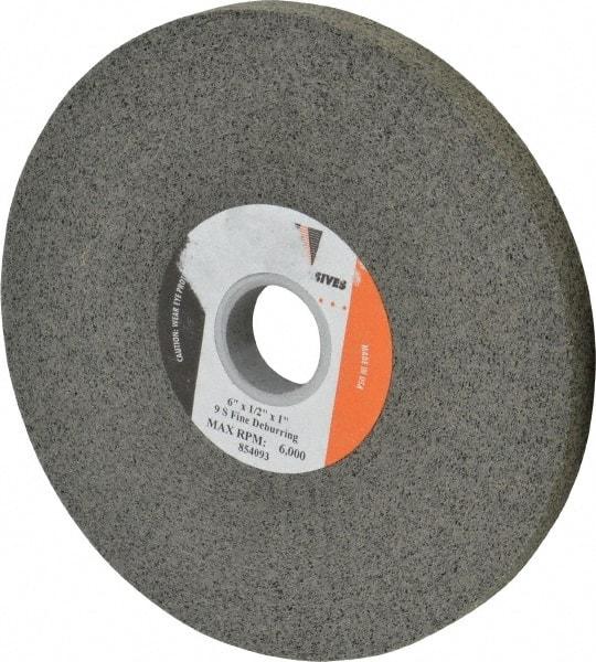 Standard Abrasives - 6" Diam, 1/2" Face Width, 1" Center Hole, Fine Grade, Silicon Carbide Deburring Wheel - Convolute, Hard Density 9 Grade, 6,000 RPM - Makers Industrial Supply