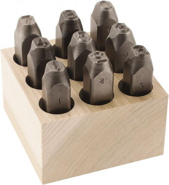 C.H. Hanson - 9 Piece, 3/8" Character Steel Stamp Set - Figures, Reverse - Makers Industrial Supply