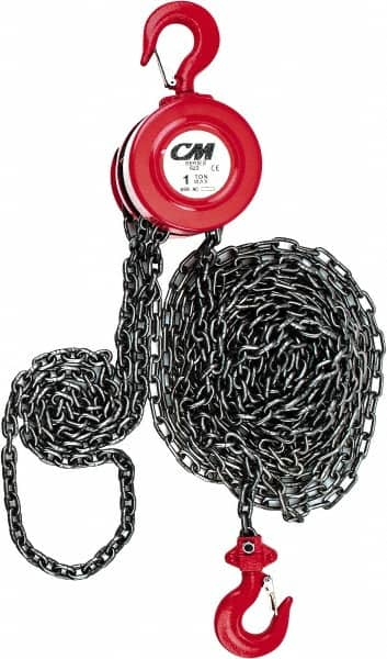 CM - 2,000 Lb Lifting Capacity, 15' Lift Height, Hand Hoist - Made from Chain, 37' Overhaul to Lift 1', 77 Lb Avg Pull to Lift Rated Load, 1 Chain - Makers Industrial Supply