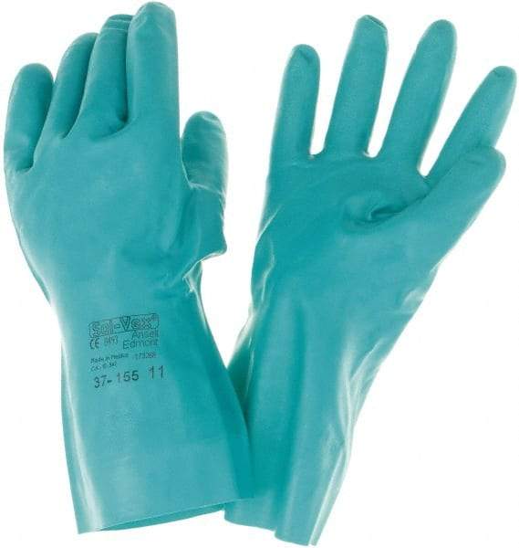 Ansell - Size 11, 15 mil Thick, Nitrile Chemical Resistant Gloves - Green - Makers Industrial Supply