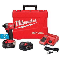 Milwaukee Tool - 18 Volt, 1/4" Drive, 167 Ft/Lb Torque, Cordless Impact Driver - Pistol Grip Handle, 3600 RPM, 2 Lithium-Ion Batteries Included - Makers Industrial Supply