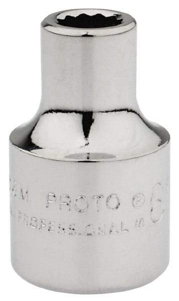 Proto - 3/8" Drive, Standard Hand Socket - 12 Points, 1-3/32" OAL, Chrome Finish - Makers Industrial Supply