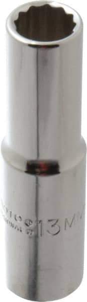 Proto - 1/2" Drive, Deep Hand Socket - 12 Points, 3-1/4" OAL, Chrome Finish - Makers Industrial Supply