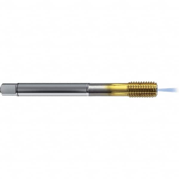 Guhring - 9/16-18 UNF 2BX H8/H9 Thread Limit Bottoming Thread Forming Tap - High Speed Steel, TiCN Finish, 3.937" OAL, Right Hand Thread, Series 4382 - Makers Industrial Supply