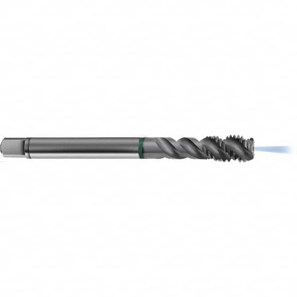 Guhring - M16x1.50 Metric 4 Flute 6H Modified Bottoming Spiral Flute Tap - High Speed Steel, TiCN Finish, 100mm OAL, Right Hand Flute, Right Hand Thread, D4/D5, Series 1294 - Makers Industrial Supply