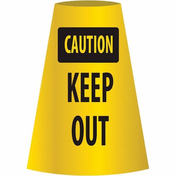 NMC - Caution - Keep Out, 21-3/4" Wide x 11" High, Polyethylene Floor Sign - Cone, Black on Yellow, For Restroom, Janitorial & Housekeeping - Makers Industrial Supply