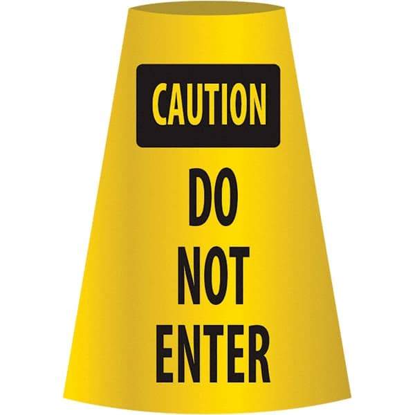 NMC - Caution - Do Not Enter, 21-3/4" Wide x 11" High, Polyethylene Floor Sign - Cone, Black on Yellow, For Restroom, Janitorial & Housekeeping - Makers Industrial Supply