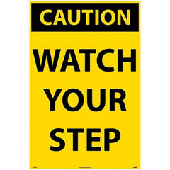 NMC - "Watch Your Step", 36" Long x 24" Wide, Rigid Plastic Safety Sign - Rectangular, Use for Workplace/Safety - Makers Industrial Supply