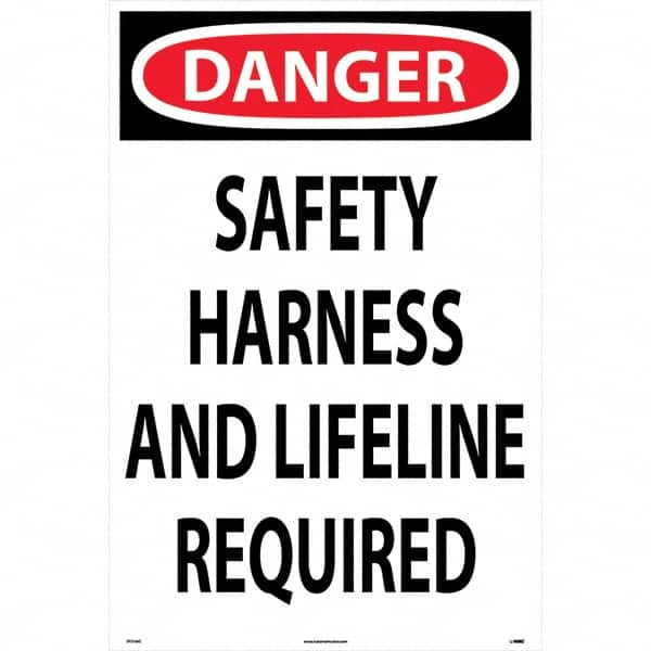 NMC - "Safety Harness Line", 36" Long x 24" Wide, Corrugated Plastic Safety Sign - Rectangular, Use for Workplace/Safety - Makers Industrial Supply