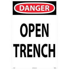 NMC - "Open Trench", 36" Long x 24" Wide, Rigid Plastic Safety Sign - Rectangular, Use for Workplace/Safety - Makers Industrial Supply