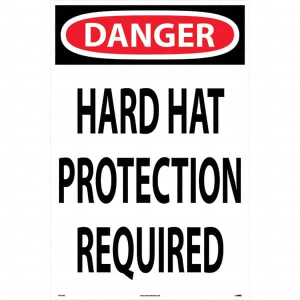 NMC - "Hard Hat Protection Required", 36" Long x 24" Wide, Corrugated Plastic Safety Sign - Rectangular, Use for Workplace/Safety - Makers Industrial Supply