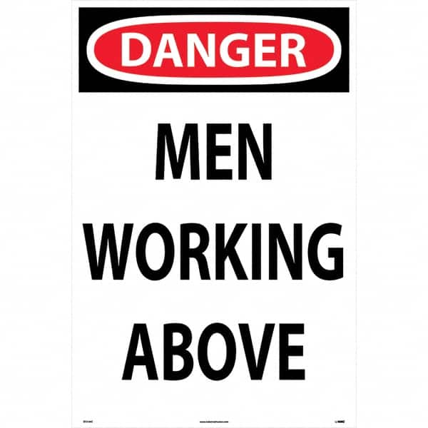 NMC - "Men Working Above", 36" Long x 24" Wide, Corrugated Plastic Safety Sign - Rectangular, Use for Workplace/Safety - Makers Industrial Supply