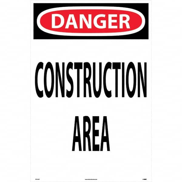 NMC - "Construction Area", 36" Long x 24" Wide, Rigid Plastic Safety Sign - Rectangular, Use for Workplace/Safety - Makers Industrial Supply