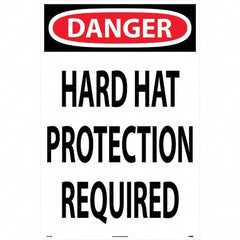 NMC - "Hard Hat Protection Required", 36" Long x 24" Wide, Rigid Plastic Safety Sign - Rectangular, Use for Workplace/Safety - Makers Industrial Supply