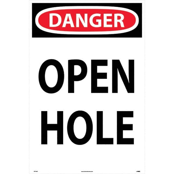 NMC - "Open Hole", 36" Long x 24" Wide, Corrugated Plastic Safety Sign - Rectangular, Use for Workplace/Safety - Makers Industrial Supply